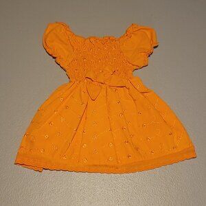 Little Lass Orange Floral Eyelet Embroidered Sundress